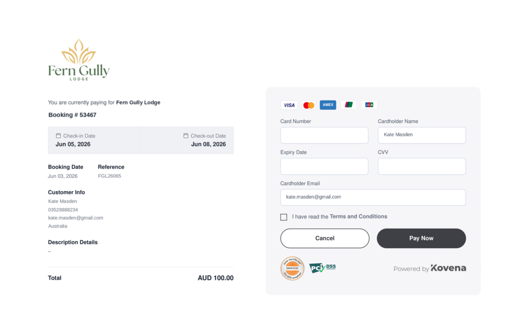 Kovena travel payment platform for hospitality and travel businesses